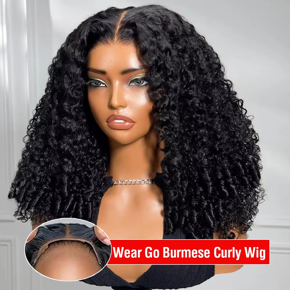 300% Density Burmese Curly 13x6 HD Lace Frontal Glueless Human Hair Wig