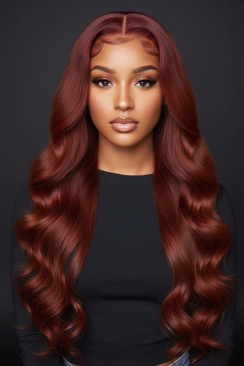 Burgundy Lace Front Wig Model