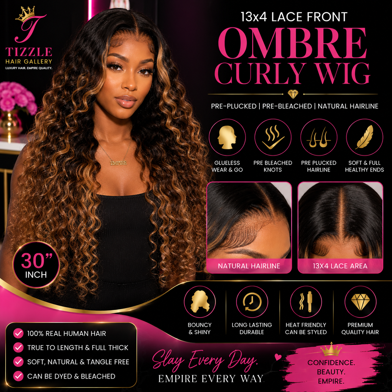 30inch Highlight Ombre Lace Front Wig Human Hair 13x6 HD Honey Blonde 4/27 Deep Wave Lace Frontal Wigs Glueless Wigs Human Hair (4/27 Honey Blonde, 30 inch)