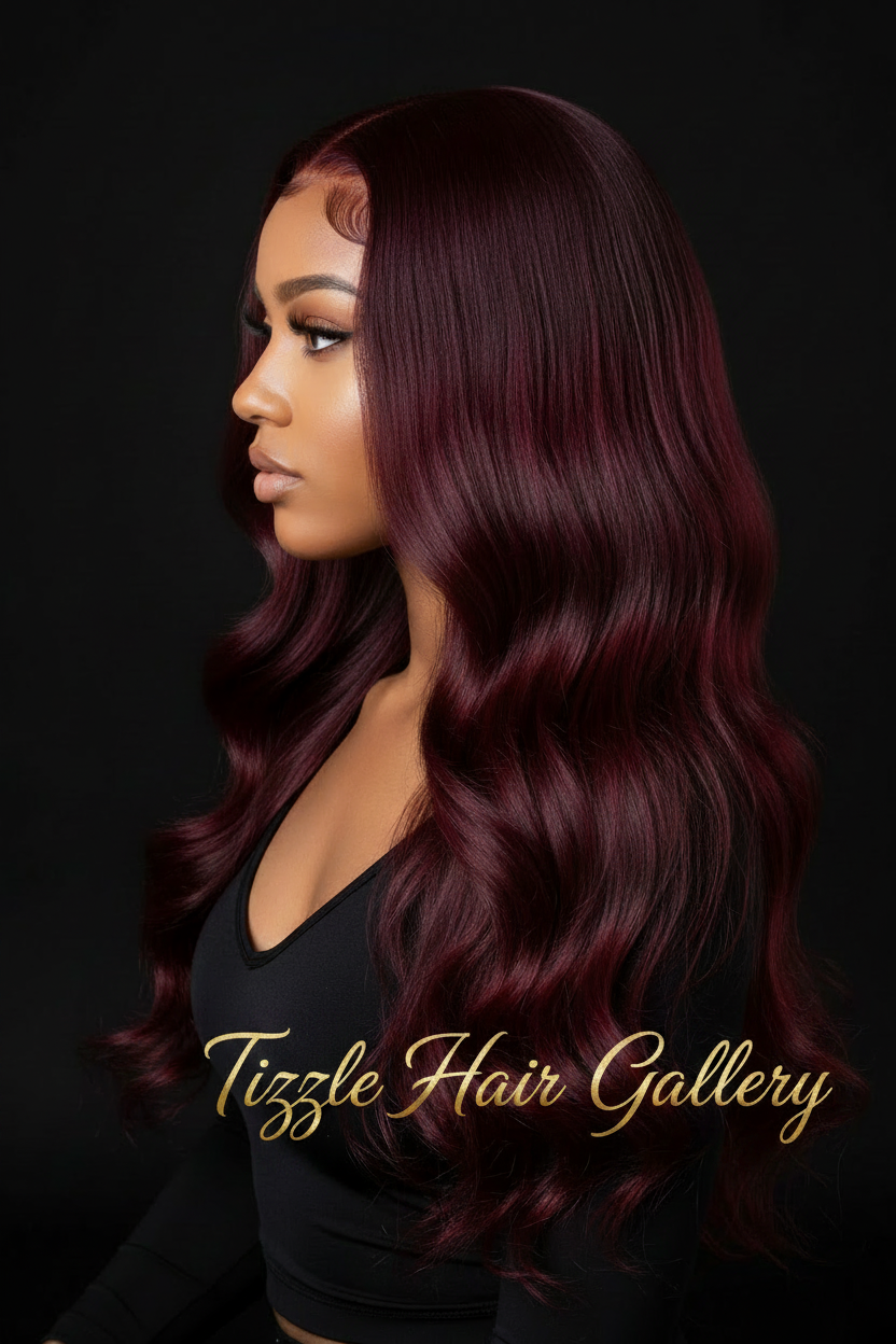 Tizzle Hair Gallery Burgundy Side Profile